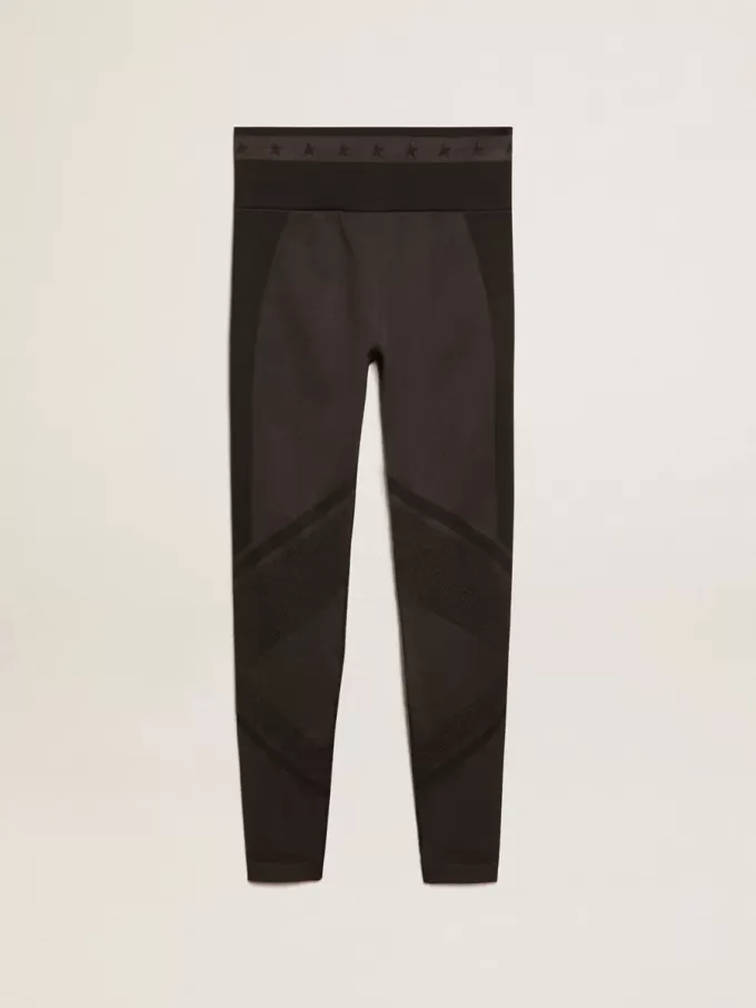 Schwarze Damenleggings mit gemischten Nähten