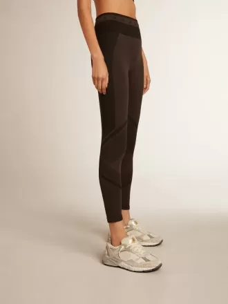 Schwarze Damenleggings mit gemischten Nähten