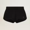 Schwarze Damenshorts mit Ton-in-Ton-Stern