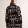 Schwarze Damenstrickjacke mit Gürtel und Kristallen Schwarze Damenstrickjacke mit Gürtel und Kristallen