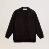Schwarze Damenstrickjacke mit schattierter Stickerei