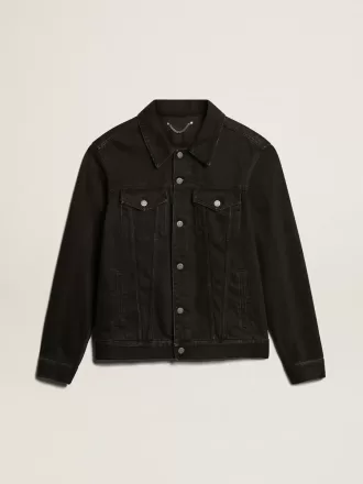 Schwarze Herren-Jeansjacke mit One-Wash-Effekt