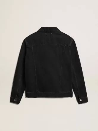 Schwarze Herren-Jeansjacke mit One-Wash-Effekt
