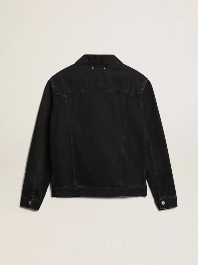 Schwarze Herren-Jeansjacke mit One-Wash-Effekt