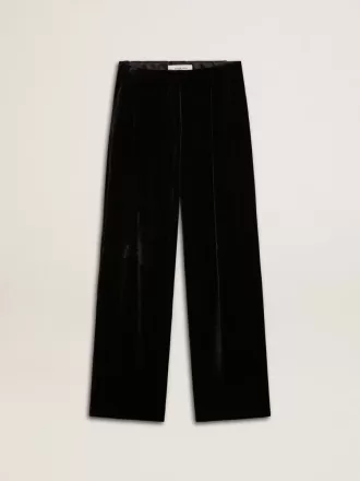 Schwarze Hose mit Samteffekt