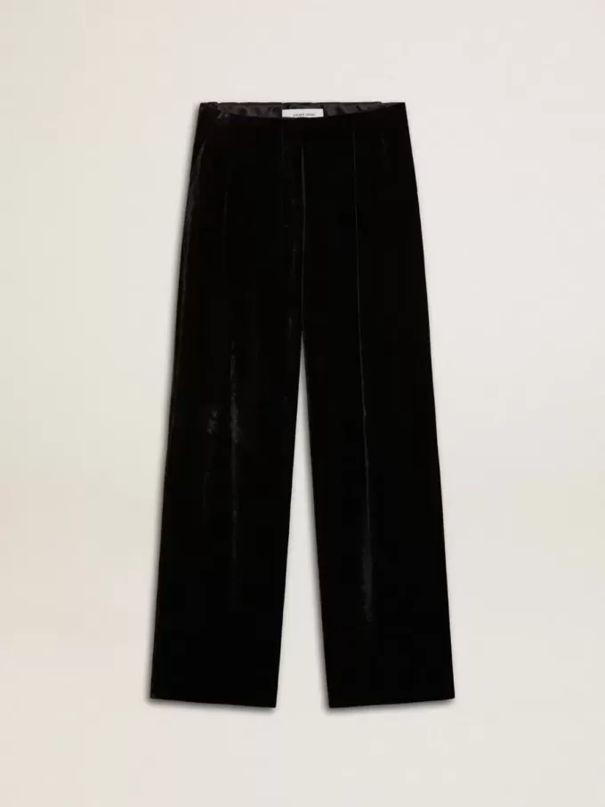 Schwarze Hose mit Samteffekt Schwarze Hose mit Samteffekt