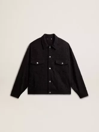 Schwarze Jeansjacke für Damen mit Stickerei