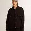 Schwarze Jeansjacke für Damen mit Stickerei