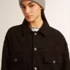 Schwarze Jeansjacke für Damen mit Stickerei