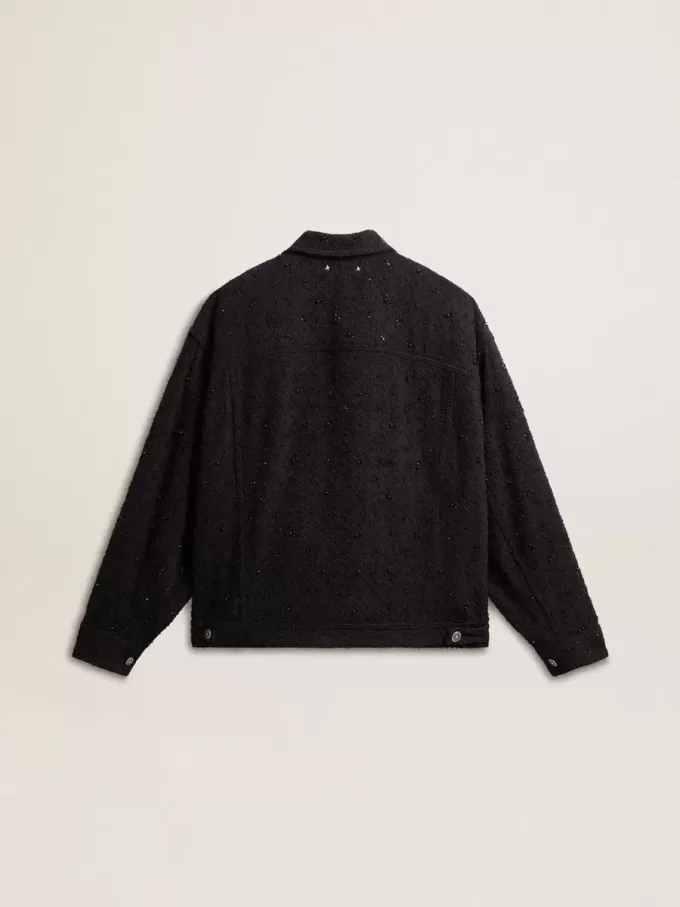 Schwarze Jeansjacke für Damen mit Stickerei