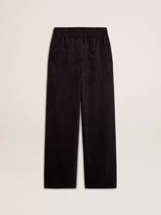 Schwarze Jogginghose für Damen mit Ton-in-Ton-Toile-de-Jouy-Print