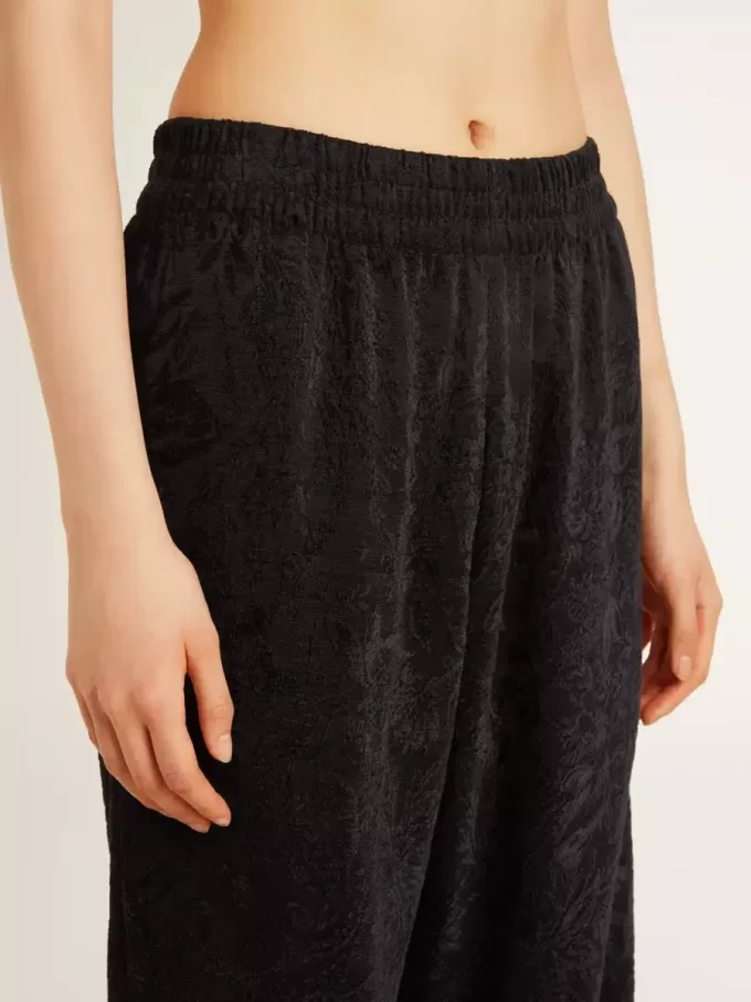Schwarze Jogginghose für Damen mit Ton-in-Ton-Toile-de-Jouy-Print Schwarze Jogginghose für Damen mit Ton-in-Ton-Toile-de-Jouy-Print