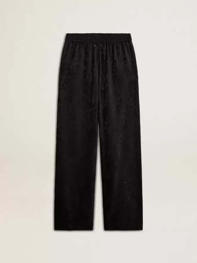 Schwarze Jogginghose für Damen mit Ton-in-Ton-Toile-de-Jouy-Print Schwarze Jogginghose für Damen mit Ton-in-Ton-Toile-de-Jouy-Print