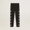 Schwarze Leggings für Mädchen mit weißen Sternen an den Seiten