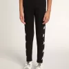Schwarze Leggings für Mädchen mit weißen Sternen an den Seiten