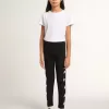 Schwarze Leggings für Mädchen mit weißen Sternen an den Seiten