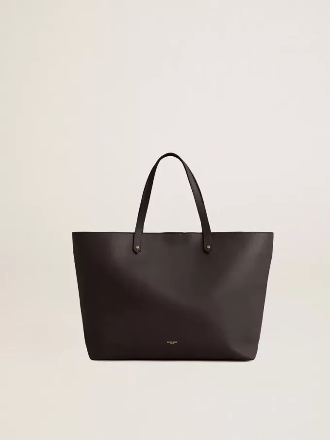 Schwarze Pasadena-Tasche aus glattem Leder mit goldenem Logo