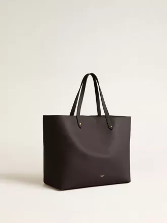 Schwarze Pasadena-Tasche aus glattem Leder mit goldenem Logo