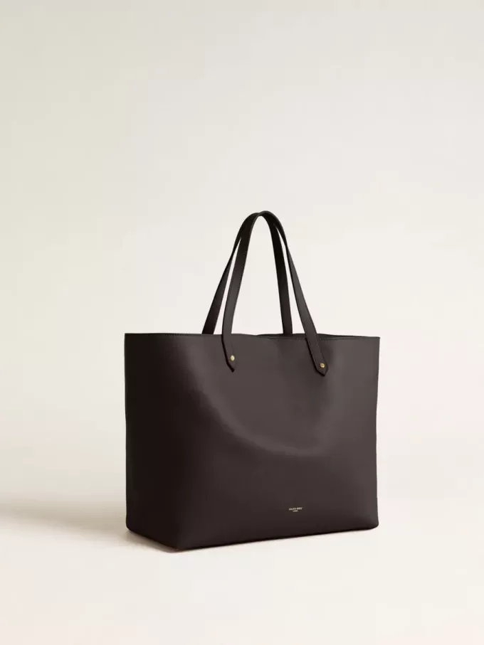 Schwarze Pasadena-Tasche aus glattem Leder mit goldenem Logo