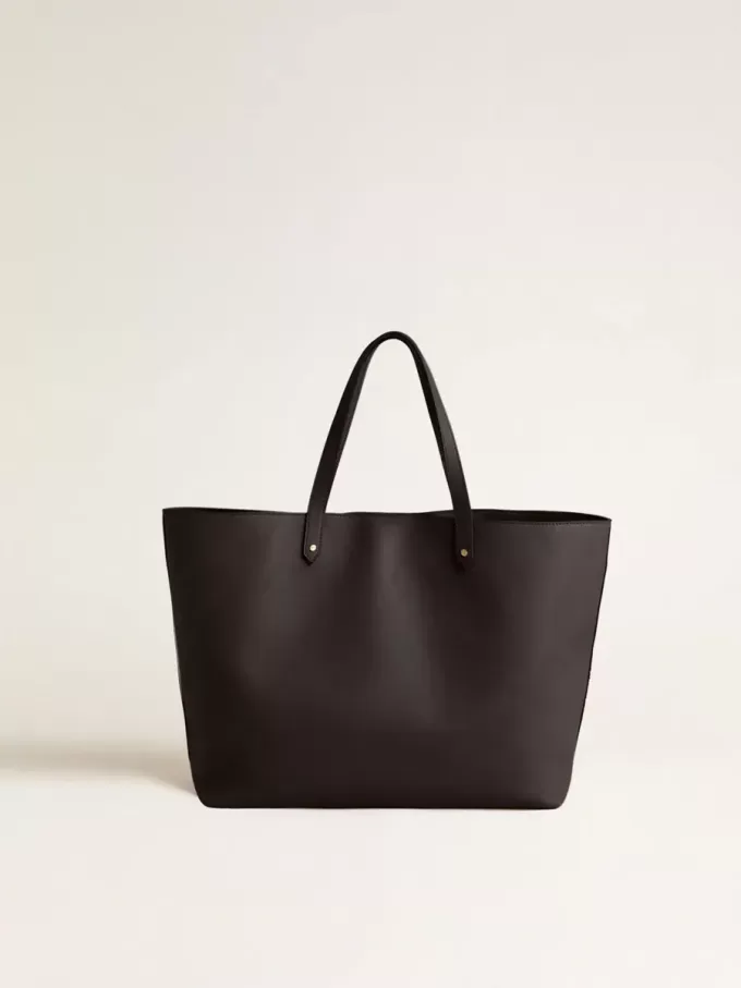 Schwarze Pasadena-Tasche aus glattem Leder mit goldenem Logo