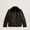 Schwarze Schaffelljacke Schwarze Schaffelljacke