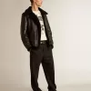 Schwarze Schaffelljacke Schwarze Schaffelljacke