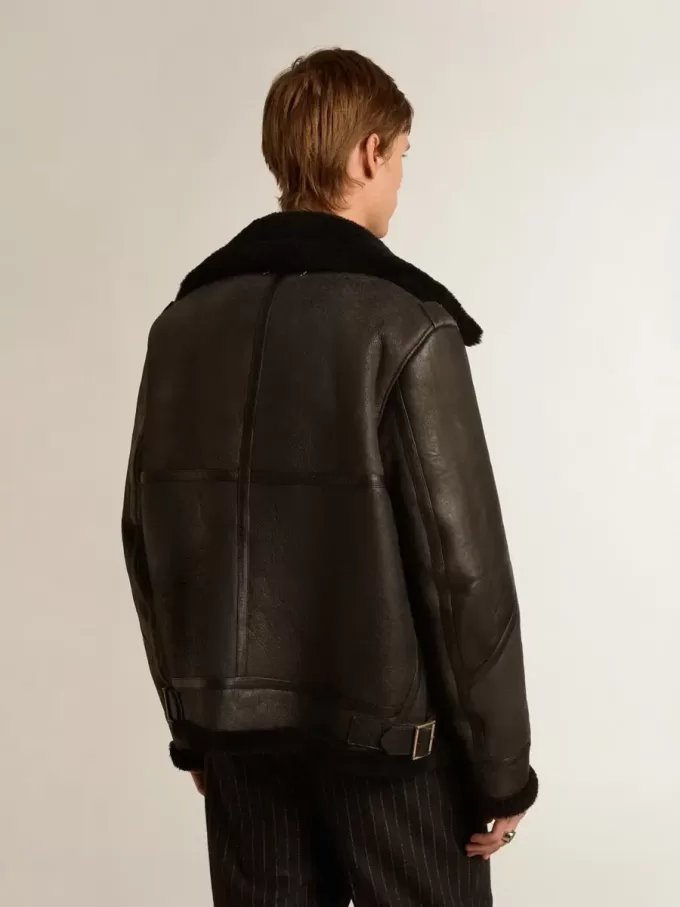 Schwarze Schaffelljacke Schwarze Schaffelljacke