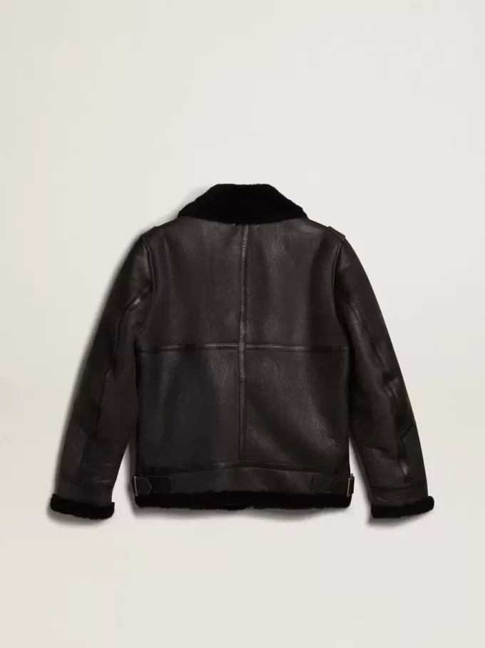 Schwarze Schaffelljacke Schwarze Schaffelljacke