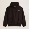 Schwarze Windjacke mit Kapuze