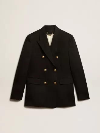 Schwarzer Damenblazer mit doppelter Knopfleiste
