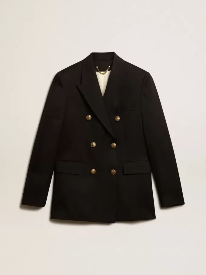 Schwarzer Damenblazer mit doppelter Knopfleiste Schwarzer Damenblazer mit doppelter Knopfleiste