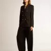 Schwarzer Damenblazer mit doppelter Knopfleiste Schwarzer Damenblazer mit doppelter Knopfleiste