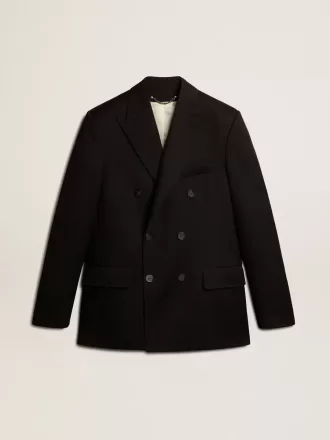 Schwarzer Herrenblazer mit Knopfverschluss und doppelter Knopfleiste