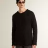 Schwarzer Herrenpullover aus Wolle mit Used-Look