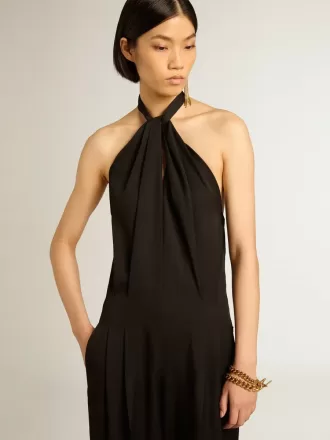 Schwarzer Overall aus Wollgabardine