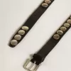 Schwarzer Trinidad-Gürtel aus gewaschenem Leder mit Nieten
