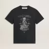 Schwarzes Baumwoll-T-Shirt für Herren mit Aufdruck auf der Vorderseite