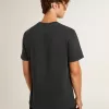 Schwarzes Baumwoll-T-Shirt für Herren mit Aufdruck auf der Vorderseite