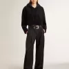 Schwarzes Chenille-Sweatshirt für Damen mit Stickerei auf dem Rücken