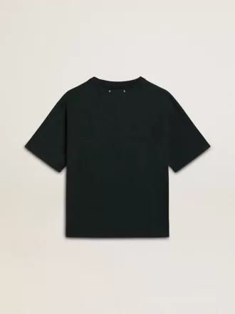 Schwarzes Damen-T-Shirt mit Kristallen