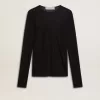 Schwarzes Damen-T-Shirt mit Rundhalsausschnitt