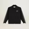 Schwarzes Herren-Sweatshirt mit Reißverschluss und weißen Sternen