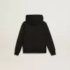 Schwarzes Kapuzensweatshirt mit kontrastierendem weißen Stern und Logo