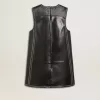 Schwarzes Nappalederkleid für Damen mit Nieten