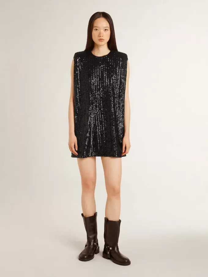 Schwarzes Paillettenkleid für Damen