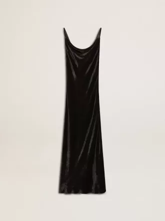 Schwarzes Slipdress für Damen mit Samteffekt