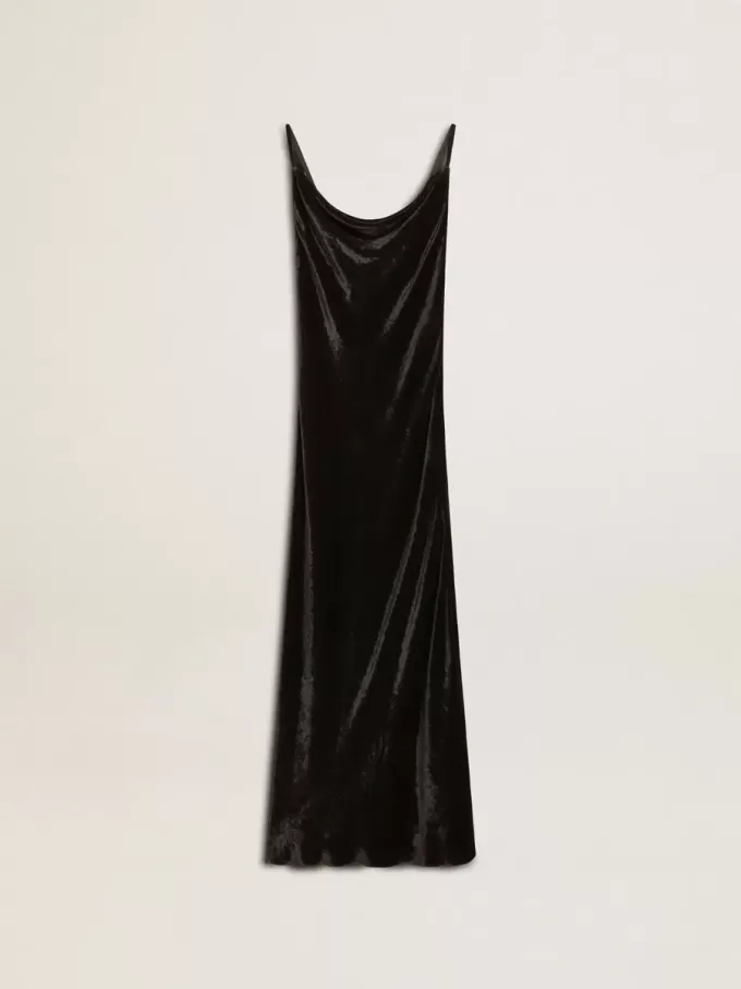 Schwarzes Slipdress für Damen mit Samteffekt