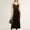 Schwarzes Slipdress für Damen mit Samteffekt