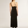 Schwarzes Slipdress für Damen mit Samteffekt