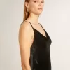 Schwarzes Slipdress für Damen mit Samteffekt